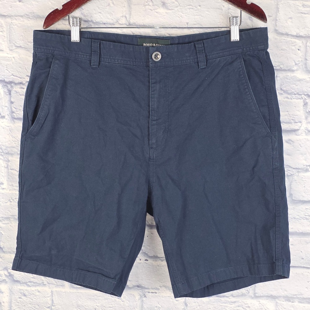 Rodd & Gunn Men Chino 9" Shorts Navy Blue Stretch Cotton Twill Size 36